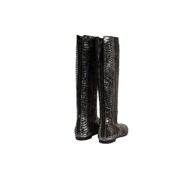 Giuseppe Zanotti Knee High Boots US6.5 EU36.5 SIlver Metallic Croc Embossed - Picture 7 of 10